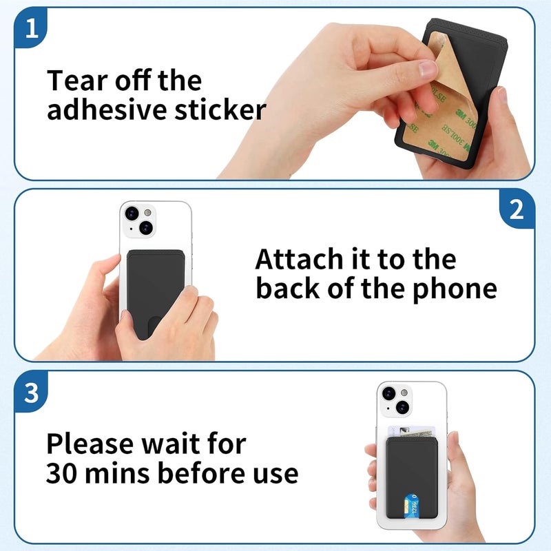 Senose Phone Wallet Stick On, Cell Phone Card Holder Credit Card Holder for Back, Phone Pocket Pouch Compatible for iPhone 12/11/X/XS Smartphones, 3 Pack (Black,White,Pink) - Image 5
